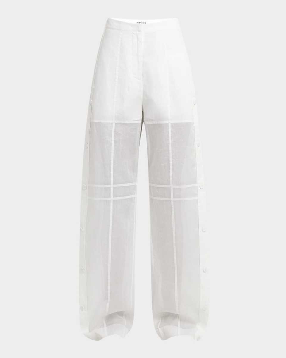 Button-Side Relaxed Straight-Leg Paneled Pants